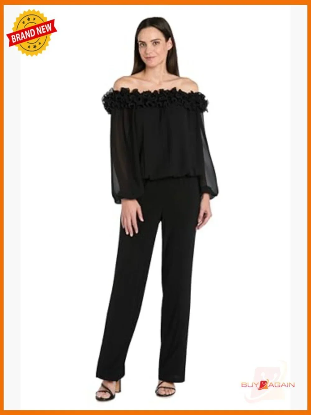 Chiffon Blouse with Cold Shoulder Long Sleeves Blouson Fit